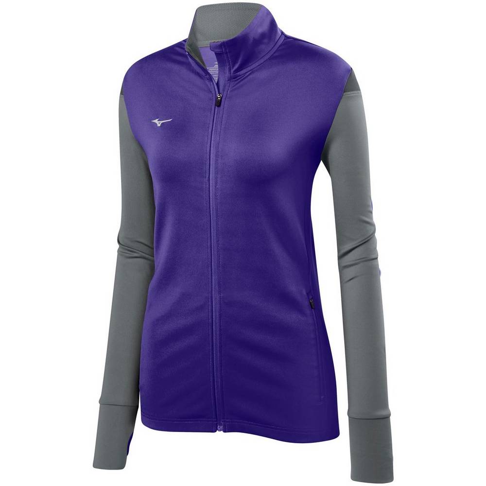 Mizuno Horizon Full Cipzáros Női Jacke Lila/Szürke IKJ518694